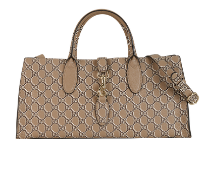 Jackie Tote, &pound;895, Handbags, Brown, Canvas, Front view